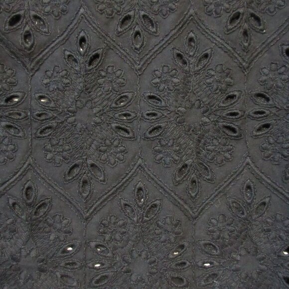 NWT Sezane Louisah Blouse in Noir Black Sheer Eyelet Ruffle Neck Top 46 US 14 - Picture 7 of 10